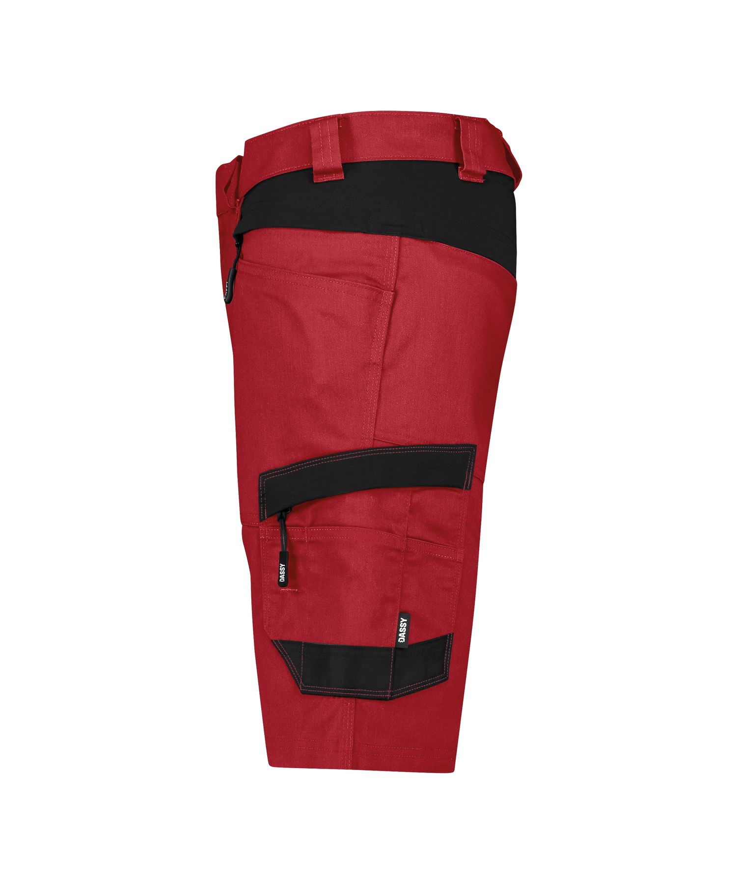 DASSY® Axis Next Stretch-Arbeitsshorts - 16, kurzware, Cargo-Hose, rot, Taschen, schwarze Akzente