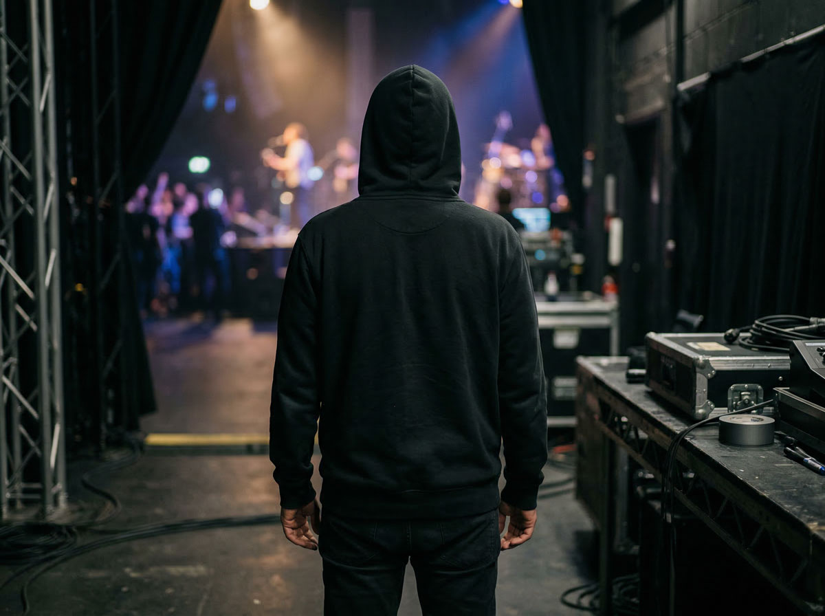 hoodie,  schwarz,  backstage,  bühne,  menagerie